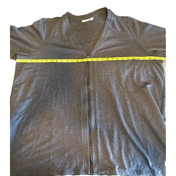 LOGO Lounge By Lori Goldstein GRAY Full Zip Cardigan Lace Back Plus Size 3X - Picture 8 of 9
